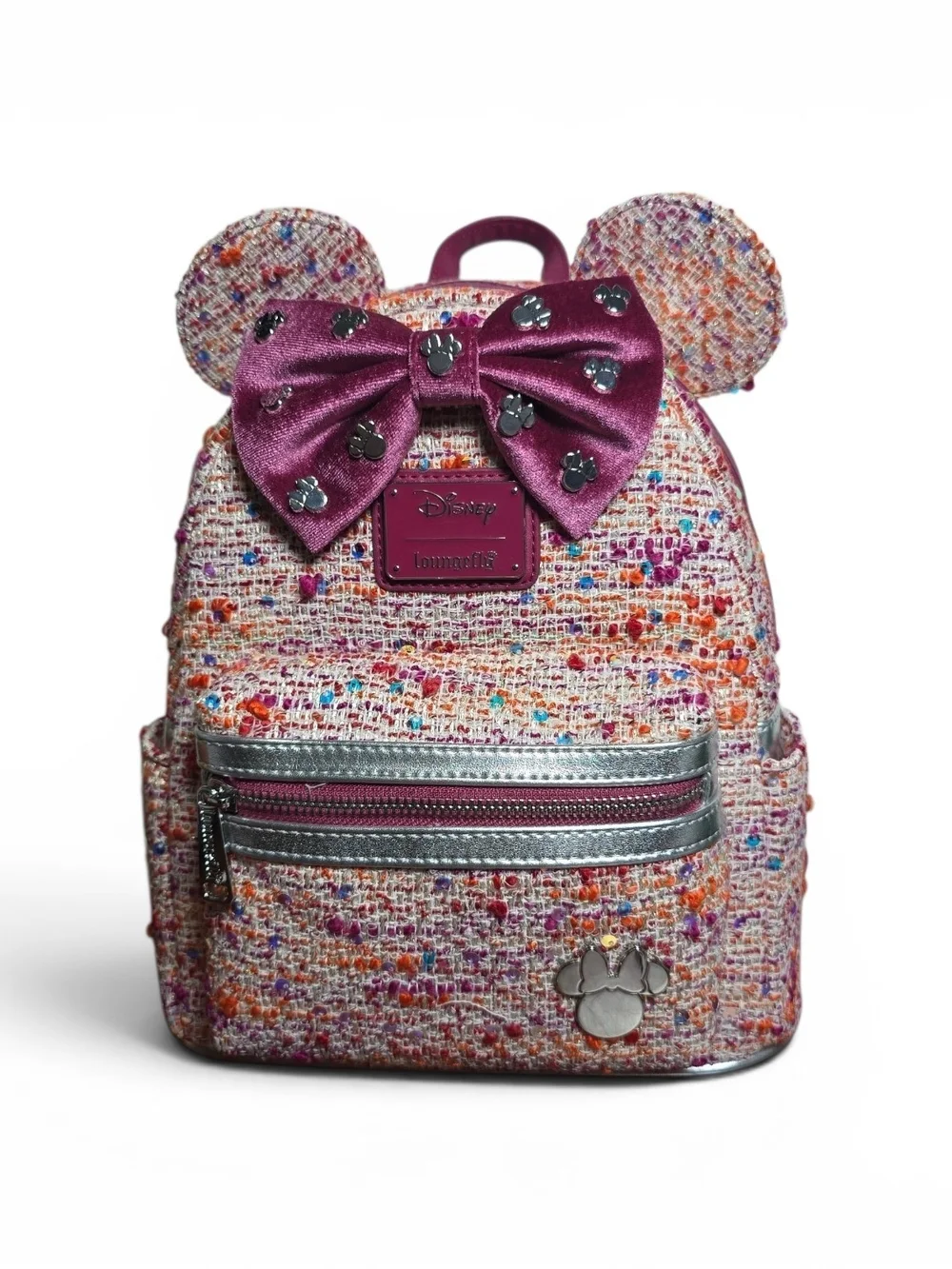 Loungefly Minnie Mouse Pink Bouclé Mini Backpack BoxLunch Exclusive NWT